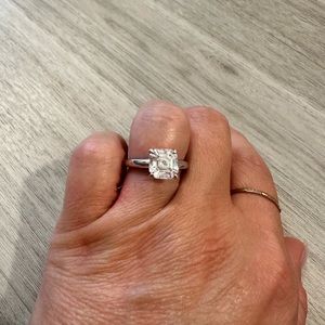Diamonique Asscher cut solitaire ring
